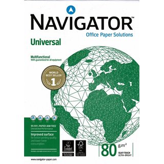 Navigator Premiumpapier hochwei, A4, 80g, 500 Blatt ISO9706 (200 Jahre archivierbar)