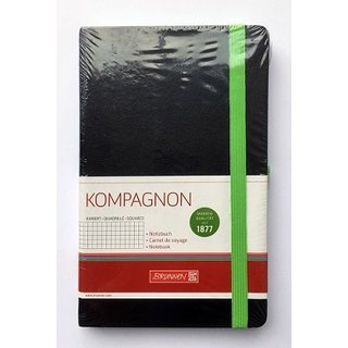 Notizbuch Kompagnon Trend 12,5 x 19,5 cm kariert schwarz mit grn
