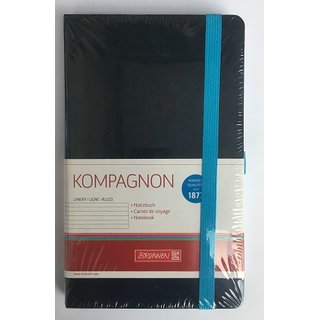 Notizbuch Kompagnon Trend 12,5 x 19,5 cm liniert schwarz mit blau