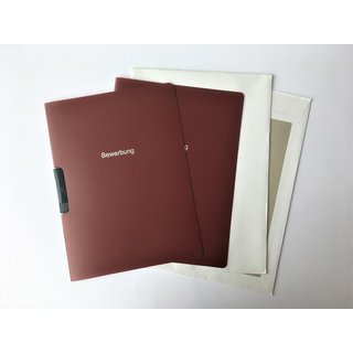 Bewerbungsmappen aus PP Access, 2er Set mit Clip-Design + Versandtaschen bordeaux