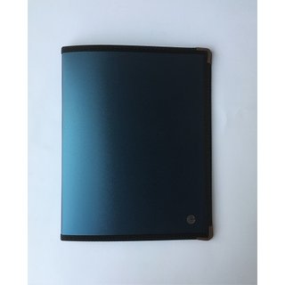 Portfolio mit Klemme und Block blau metallic