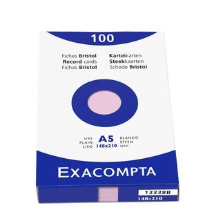 Karteikarten DIN A5 100 St blanko rosa