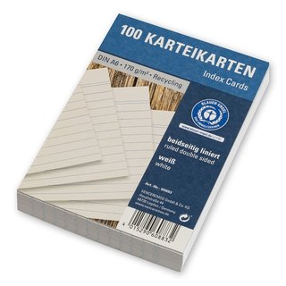 Karteikarten recy. 100 St. liniert wei DIN A6