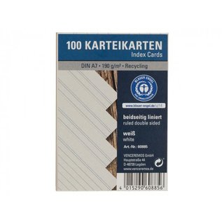 Karteikarten recy. 100 St.liniert wei DIN A7