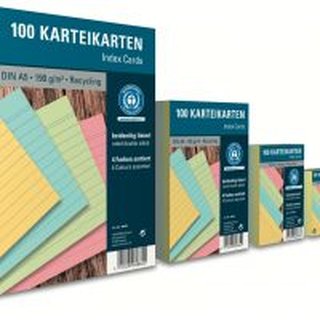 Karteikarten recy. 100 St. 4-Farbmix, lin. DIN A6