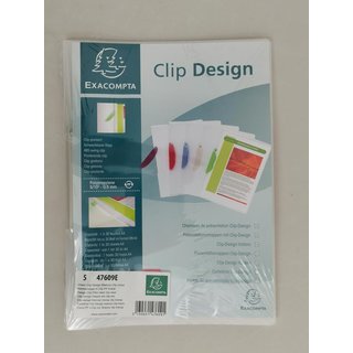 5-er-Pack Klemmmappe aus PP mit Clip-Design transparente Mappe mit transparentem Clip