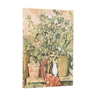 paperblanks 12-Monatskalender 2026 horizontaler Wochenberblick Mini Cezannes Terrakotta-Tpfe und Blumen