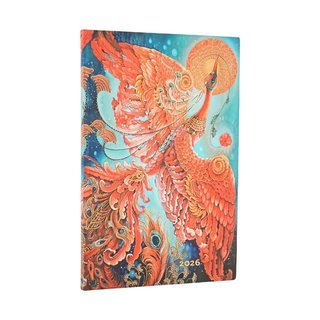 paperblanks 12-Monatskalender 2026 flexi horizontaler Wochenberblick Maxi Feuervogel