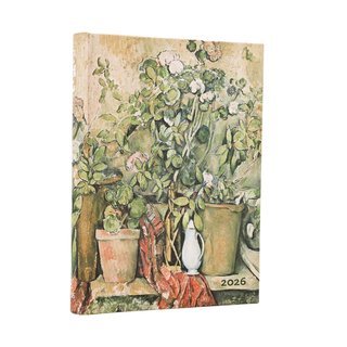 paperblanks 12-Monatskalender 2026 Tagesberblick Midi Cezannes Terrakotta-Tpfe und Blumen