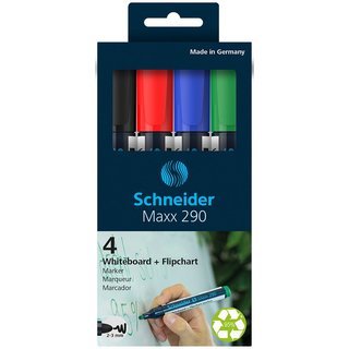 Boardmarker Maxx 290, nachfllbar 4er Etui, schwarz, blau, rot, grn