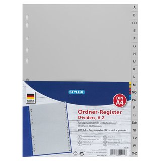 Ordner-Register DIN A4, A-Z 20-teilig, PP-Material